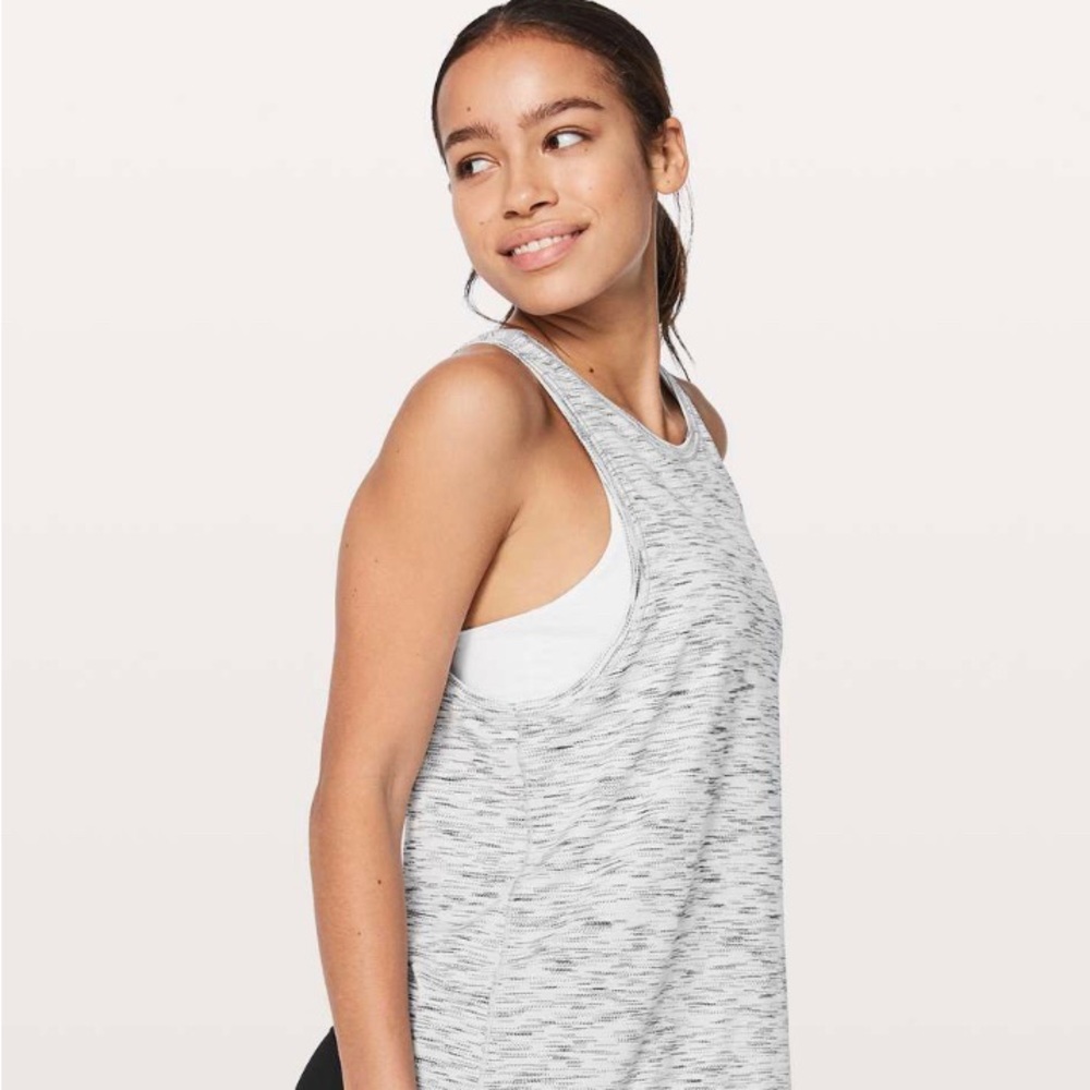 lululemon squad goals tank top (color: tiger space dye b/w, size: 4)